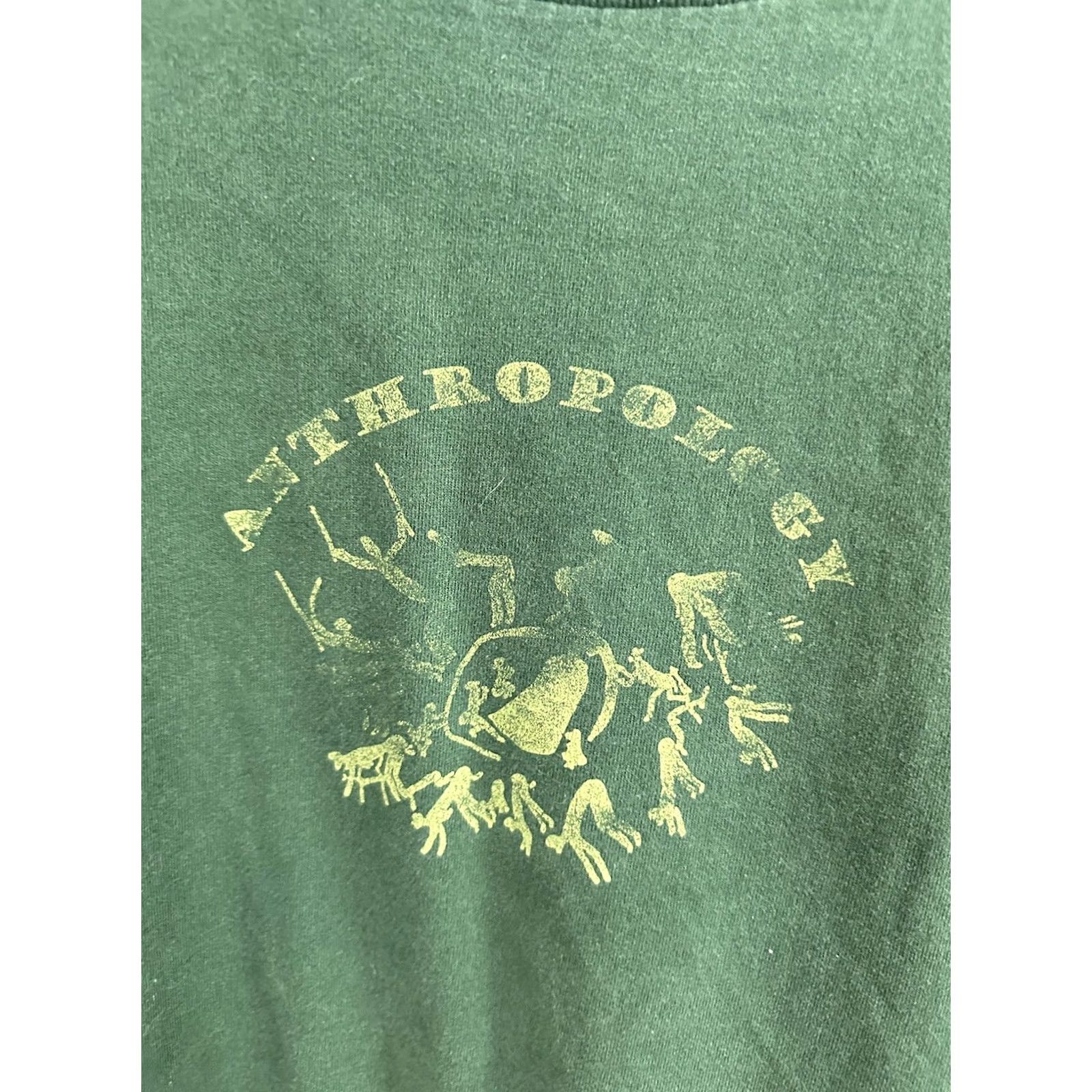 Fruit Of The Loom VINTAGE 90s Anthropology Human Band Culture Art Faded Green T-Shirt Size XL Mens Size US XL / EU 56 / 4 - 3 Thumbnail