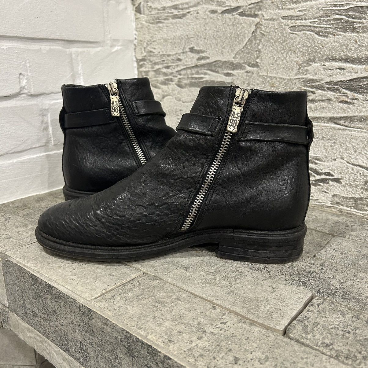 A.S.98 A.S. 98 Avant Garde Distressed Ankle Boots Guidi Style Size US 7 / IT 37 - 13 Thumbnail