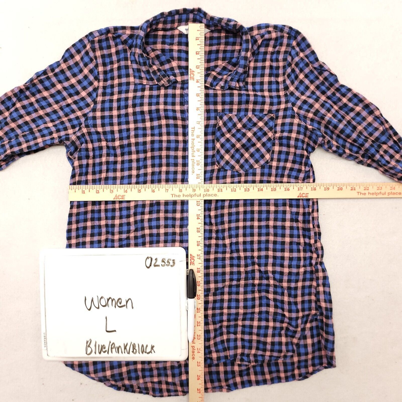 Old Navy Old Navy Buffalo Check Flannel Shirt Womens Size L Blue Pink Size L / US 10 / IT 46 - 6 Thumbnail