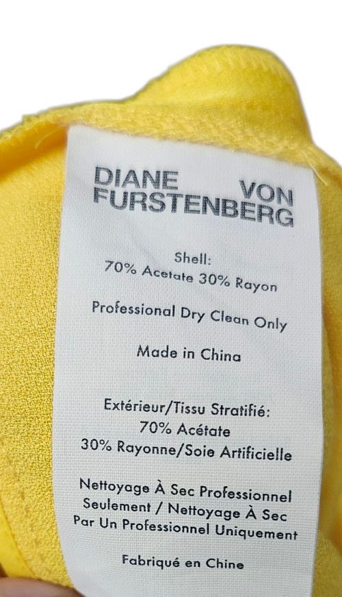 Diane von Furstenberg Diane von Furstenberg Yellow Draped 4 Silky Deep V Neck Size S / US 4 / IT 40 - 7 Thumbnail