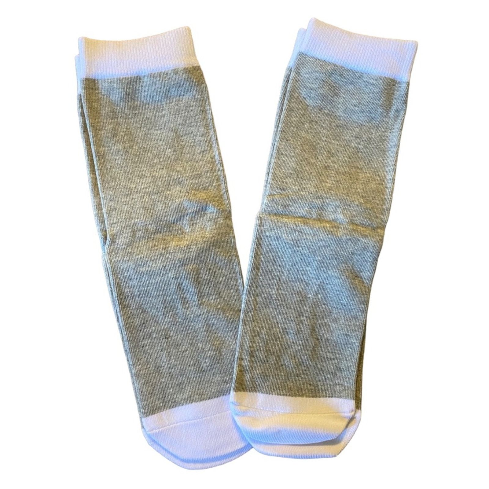 Other Momster 2 Pairs White Gray Crew Socks One Size Size ONE SIZE - 2 Thumbnail