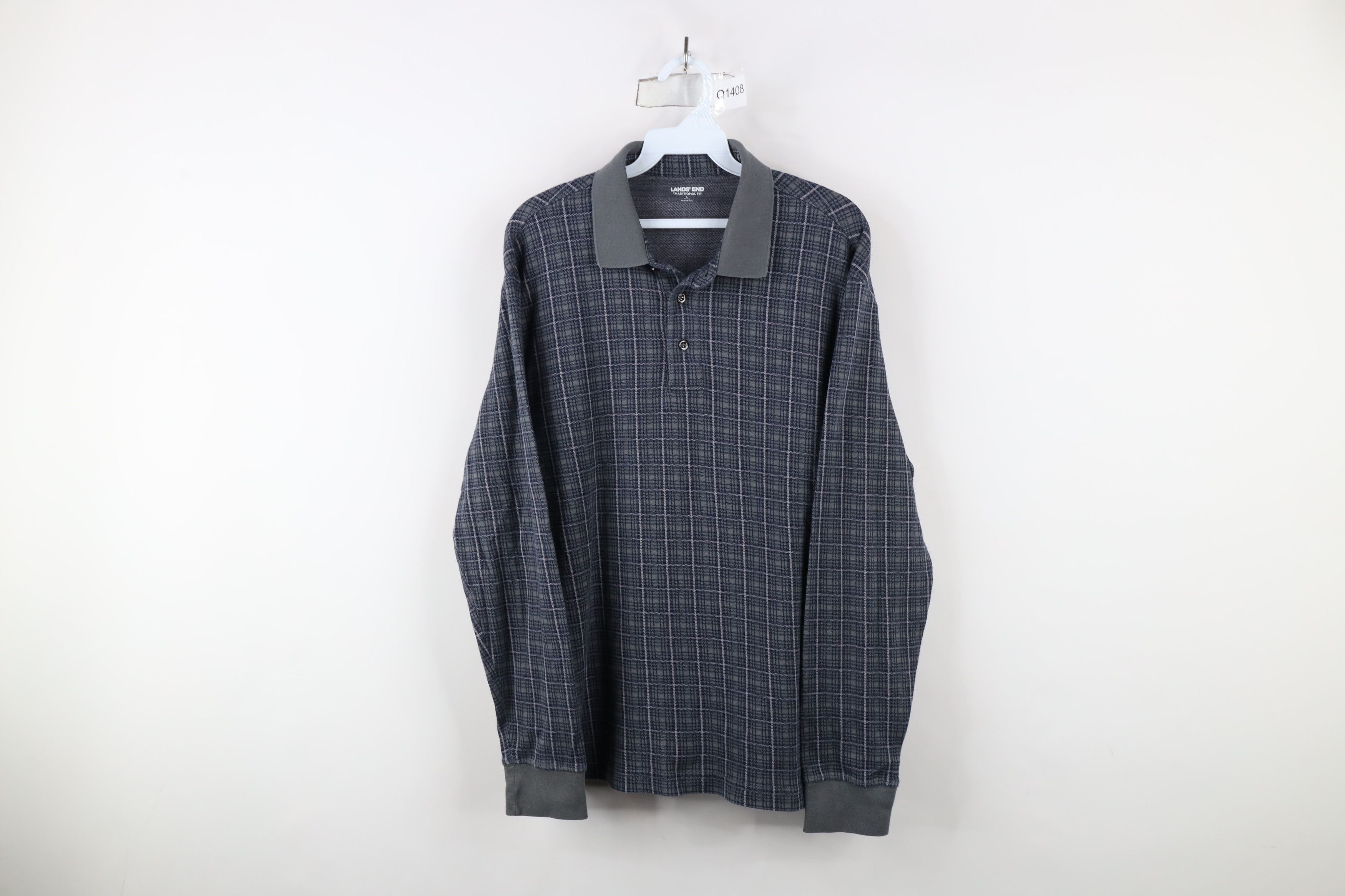Lands' End × Vintage Vintage Y2K Lands End Long Sleeve Rugby Polo Shirt Plaid Size US L / EU 52-54 / 3 - 1 Thumbnail