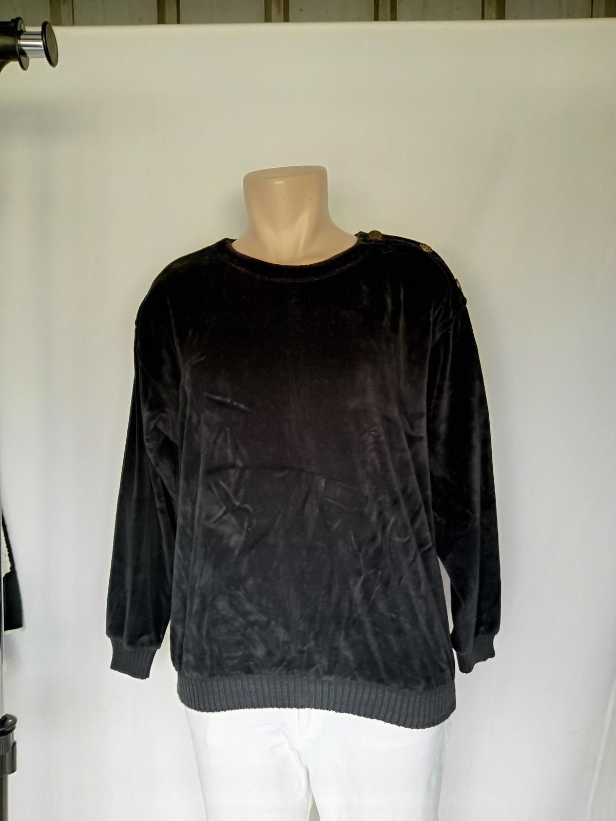 Designer Lizsport Women's Black Velvet Sweater Size M / US 6-8 / IT 42-44 - 1 Thumbnail