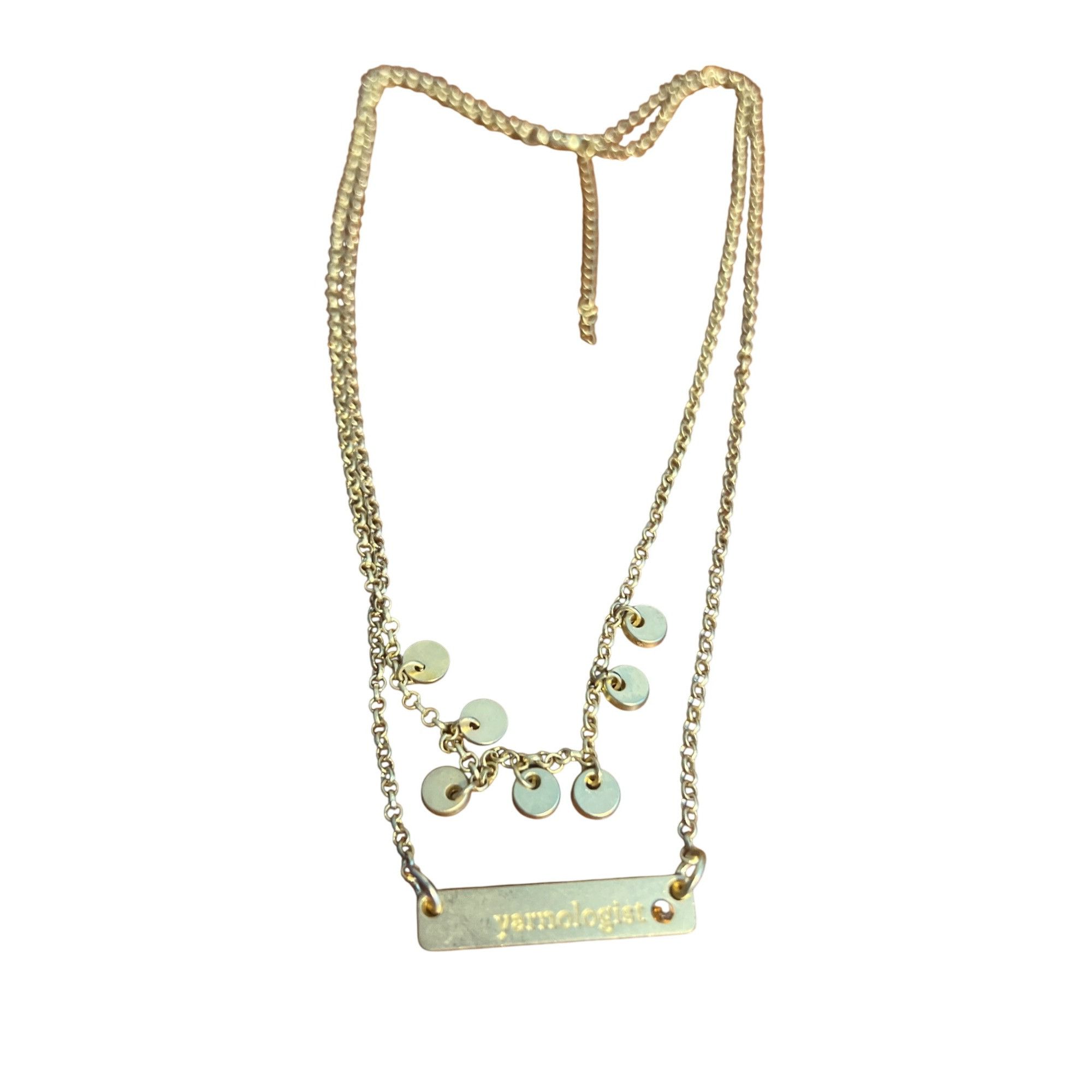 Other Yarnologist Gold Tone Necklace Disc Charms Rhinestone Accent Size ONE SIZE - 1 Thumbnail