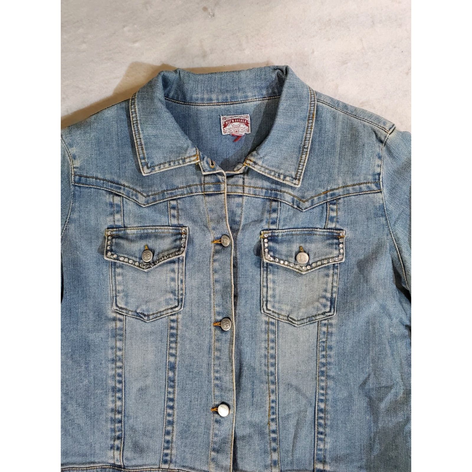 Denime VINTAGE Bit & Bridle Women's Western Blue Denim Jacket Cropped Sz Large Bling Button-up Jacket Size L / US 10 / IT 46 - 2 Thumbnail