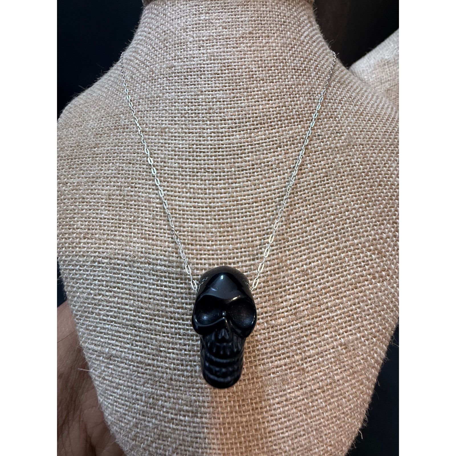 Other Sterling Silver 925 Skull Necklace Amethyst Stone 16" Size ONE SIZE - 2 Thumbnail