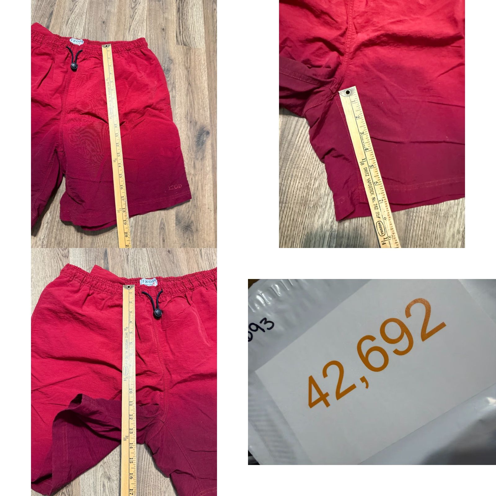 Izod IZOD PerformX Shorts Men’s Large Red Swim Trunks Tie Waist Trunks Beach Vintage No Size US 33 - 8 Thumbnail
