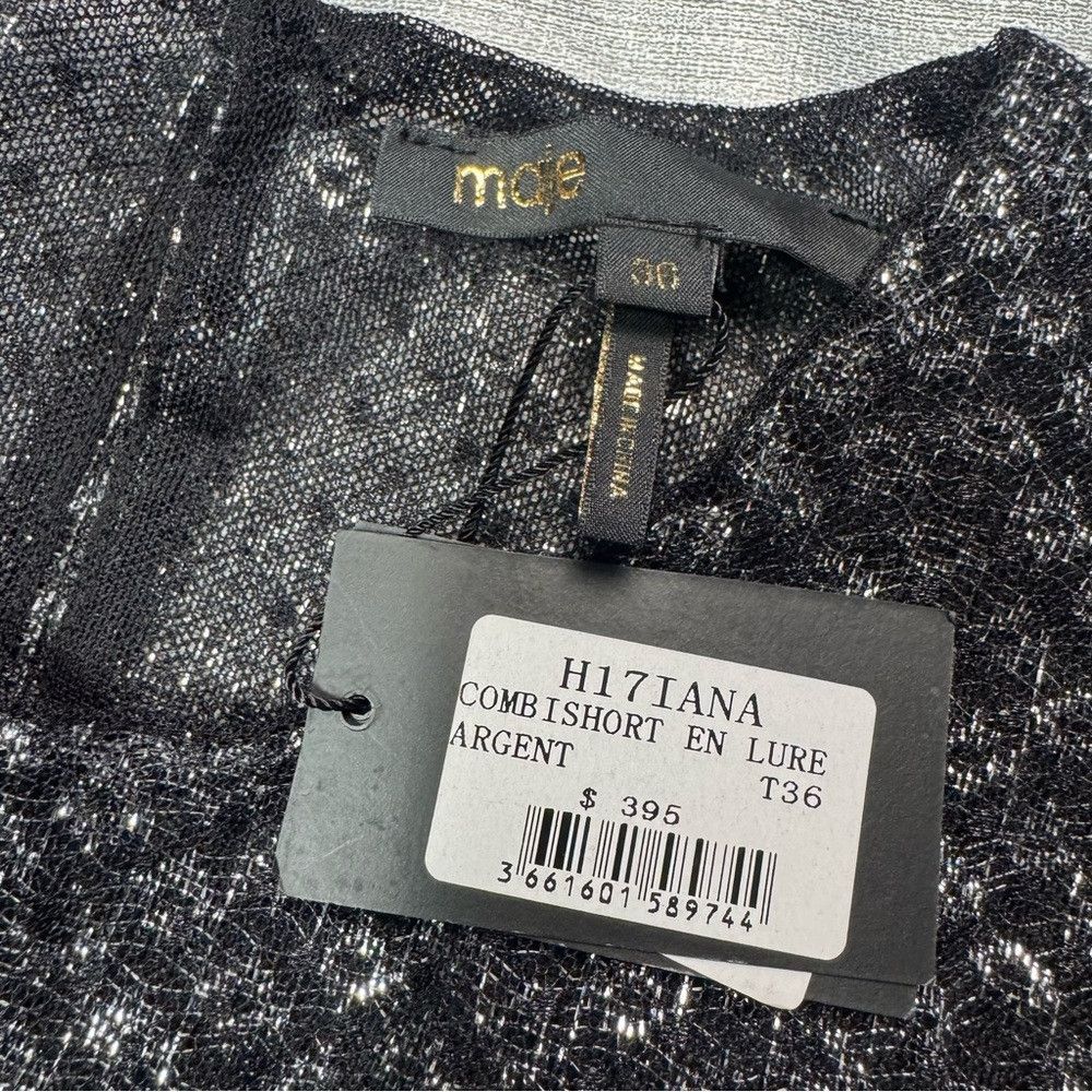 Maje NWT New $395 Maje Black Silver Long Sleeve Iana Combishort Size S / US 4 / IT 40 - 7 Thumbnail
