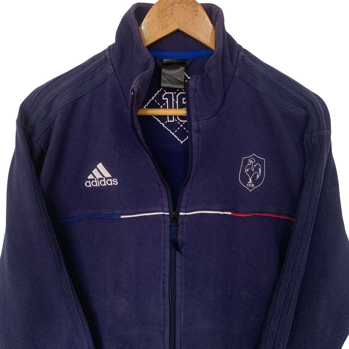 Adidas × Vintage Adidas Vintage Sweater Jacket France Country Three Stripe Size US M / EU 48-50 / 2 - 3 Thumbnail