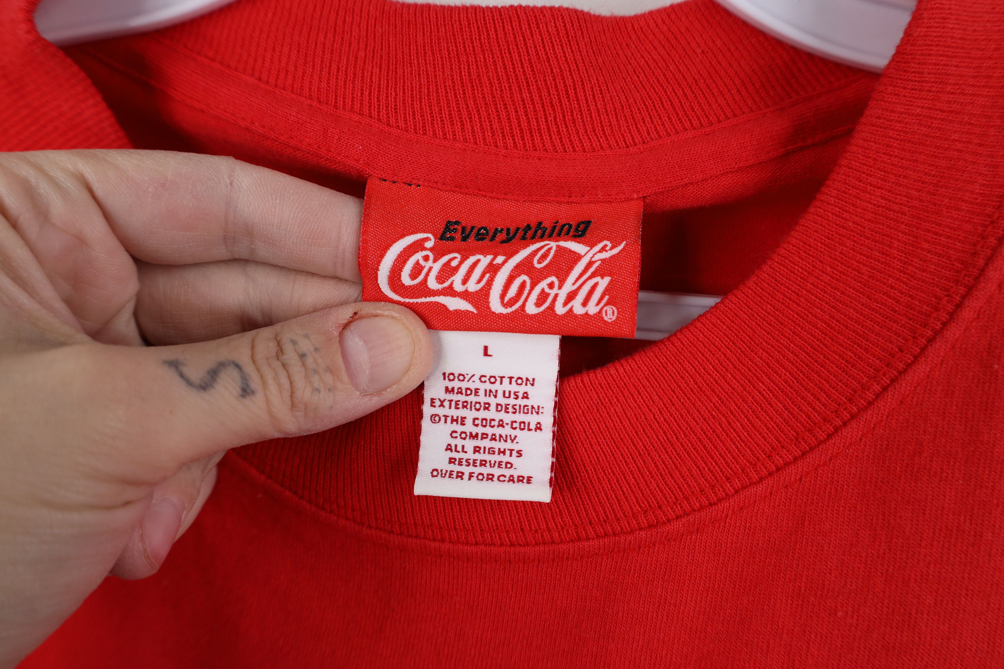 Coca Cola Vintage 90s Coca Cola Spell Cropped T-Shirt Red Cotton USA Size L / US 10 / IT 46 - 7 Thumbnail