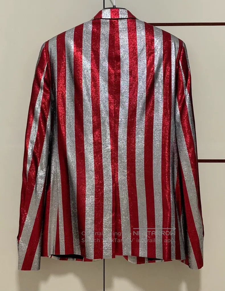 Saint Laurent Paris Saint Laurent Paris Silver Red Metallic Stripe Suit Size US S / EU 44-46 / 1 - 2 Thumbnail
