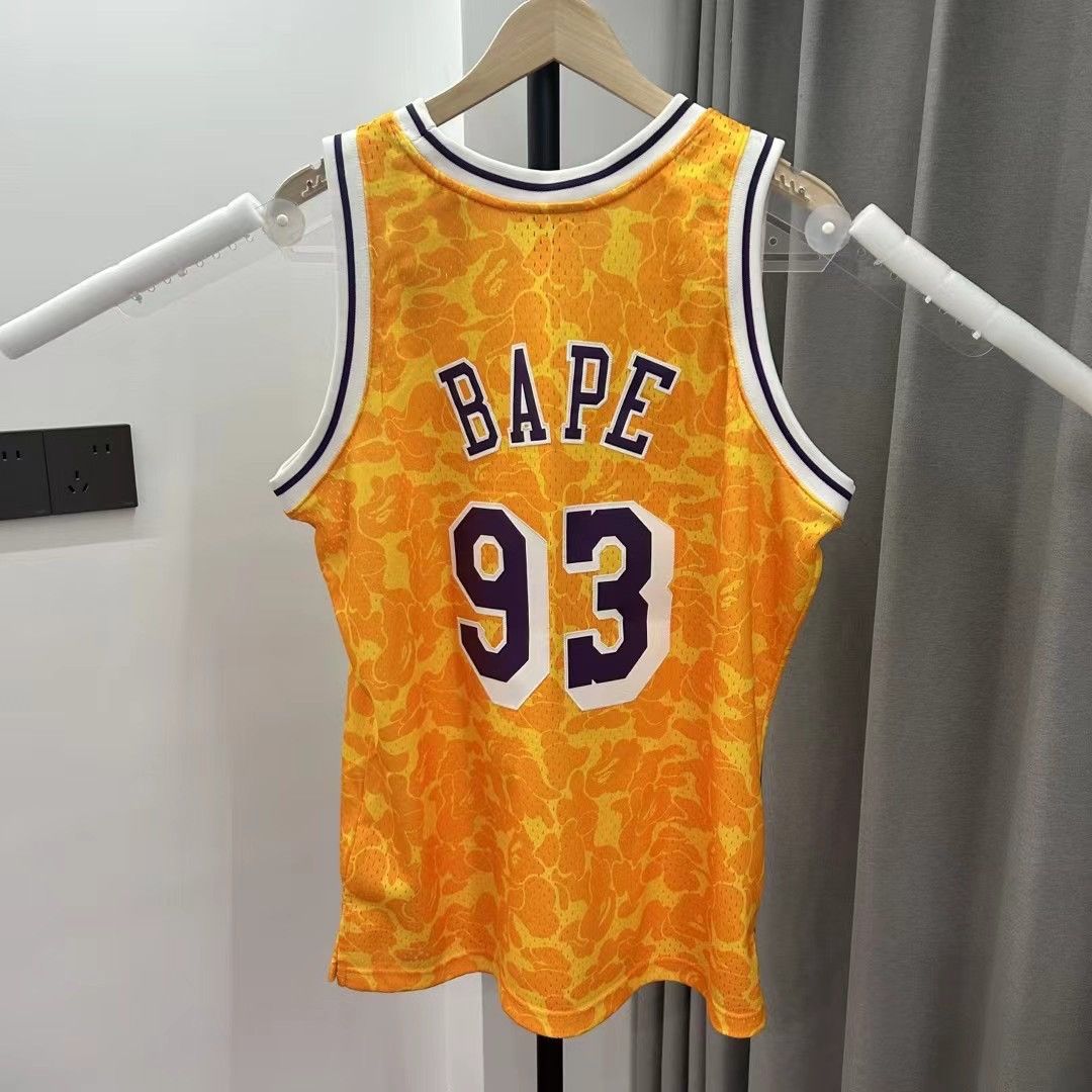 New Mens store Bape / Lakers / Mitchell & Ness Gold Shirt Size XL