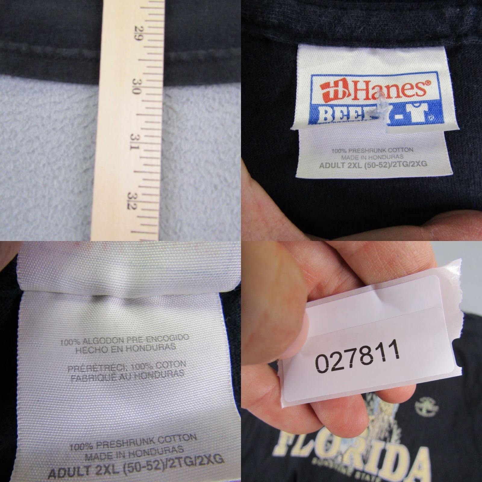 Hanes Vintage Hanes Florida T-Shirt Men 2XL Black Y2K Outdoor Retro Cotton Shirt Size US XXL / EU 58 / 5 - 8 Thumbnail