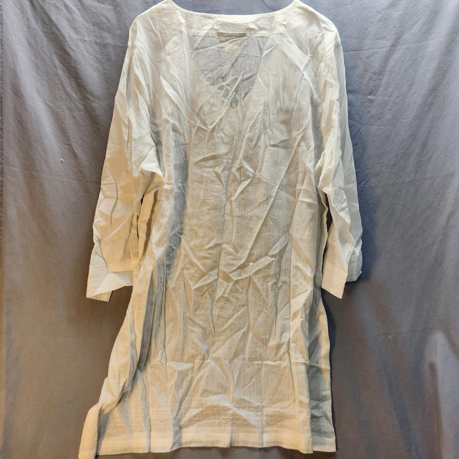Designer Nomadic Traders Fresco White Cotton Tunic Top Size XL NWOT Size XL / US 12-14 / IT 48-50 - 7 Thumbnail