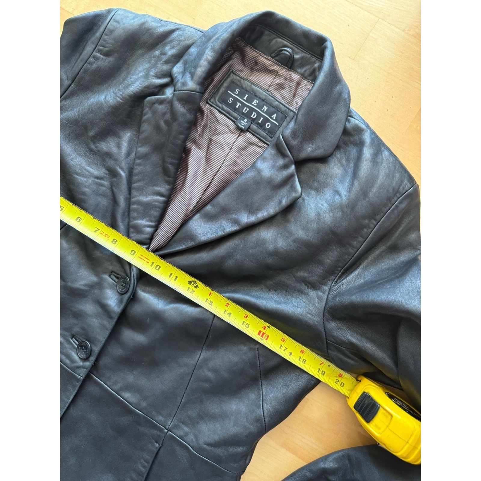 Vintage VTG Siena Studio Leather Jacket Blazer Black 8 Size M / US 6-8 / IT 42-44 - 5 Thumbnail