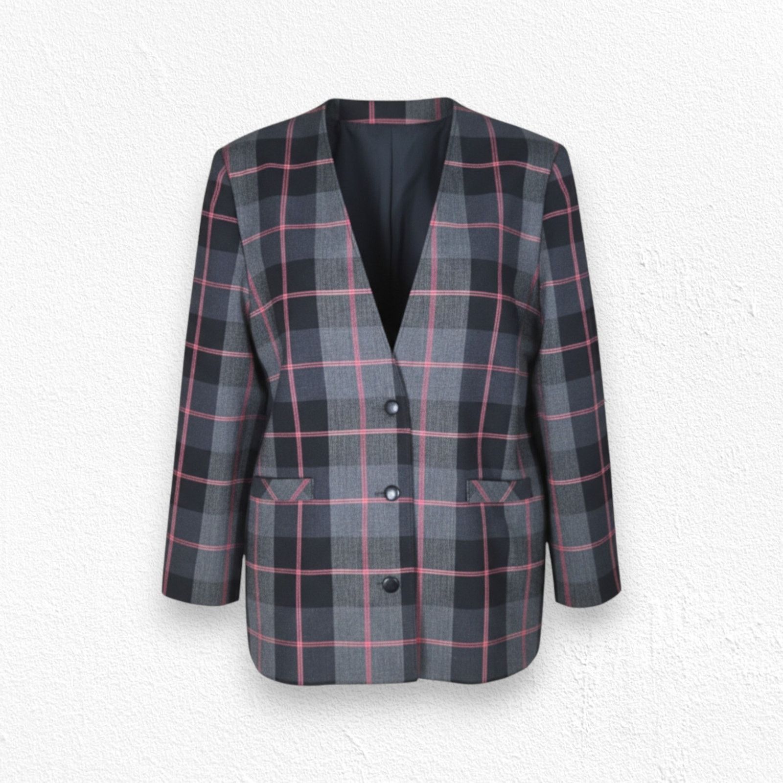 Vintage 90s Plaid Power Blazer Jacket 12P Size XL / US 12-14 / IT 48-50 - 1 Thumbnail