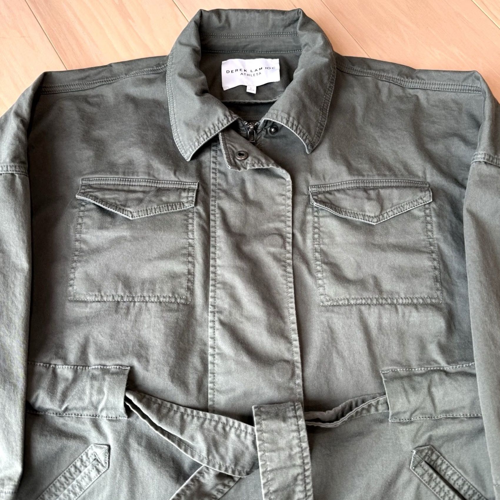 Alo Athleta Greenwich Jacket Large Green Full Zip Military Athleisure Derek Lam 10C Size L / US 10 / IT 46 - 3 Thumbnail