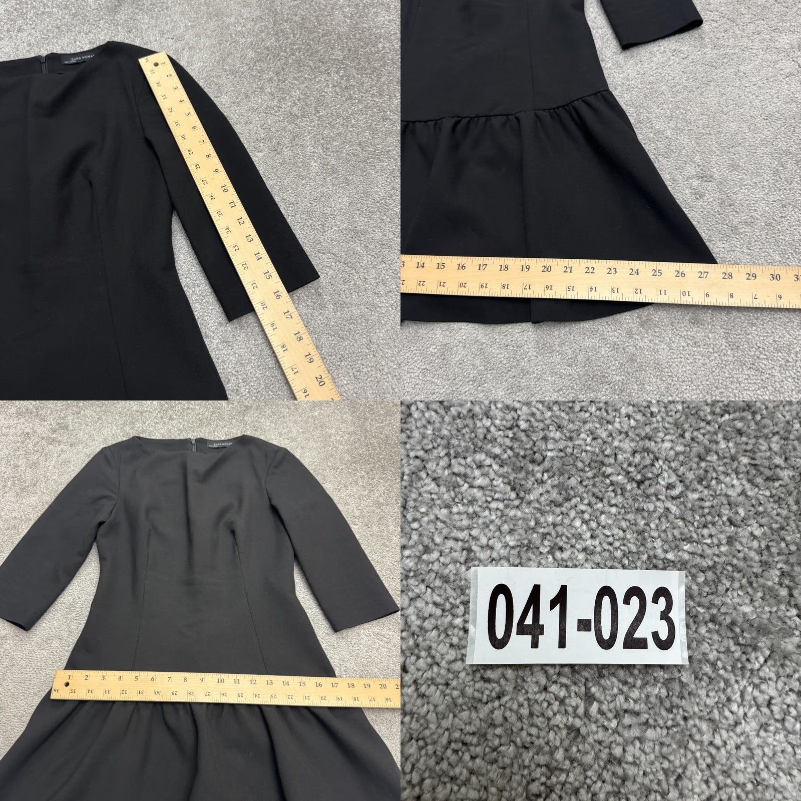 Zara Zara Dress Womens Medium Black A-Line 3/4 Sleeve Ruffle Hem Knee Length Size M / US 6-8 / IT 42-44 - 9 Thumbnail