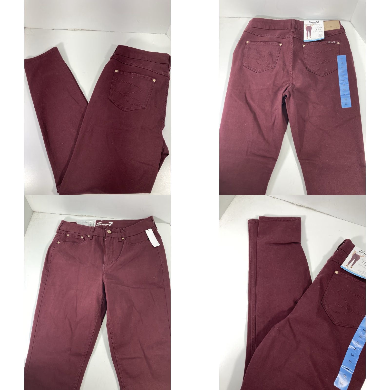 Vintage Seven7 Jeans Women 10 30X31 High Rise Stretch Skinny Denim NWT Maroon Red Size 32" / US 10 / IT 46 - 8 Thumbnail