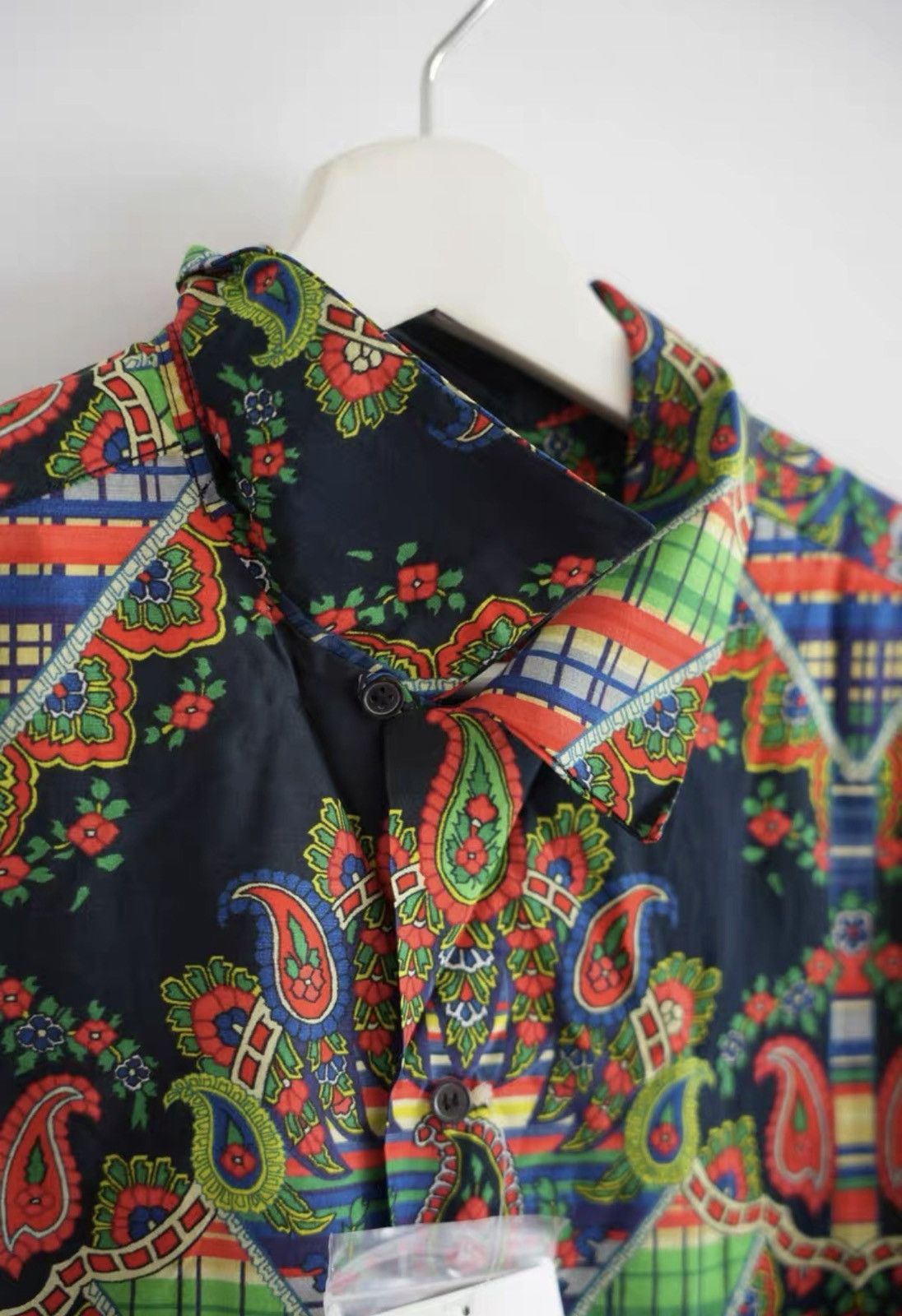 Yohji Yamamoto Yohji Yamamoto 04SS Paisley All-Over Print Silk Shirt K4 Size US L / EU 52-54 / 3 - 4 Thumbnail
