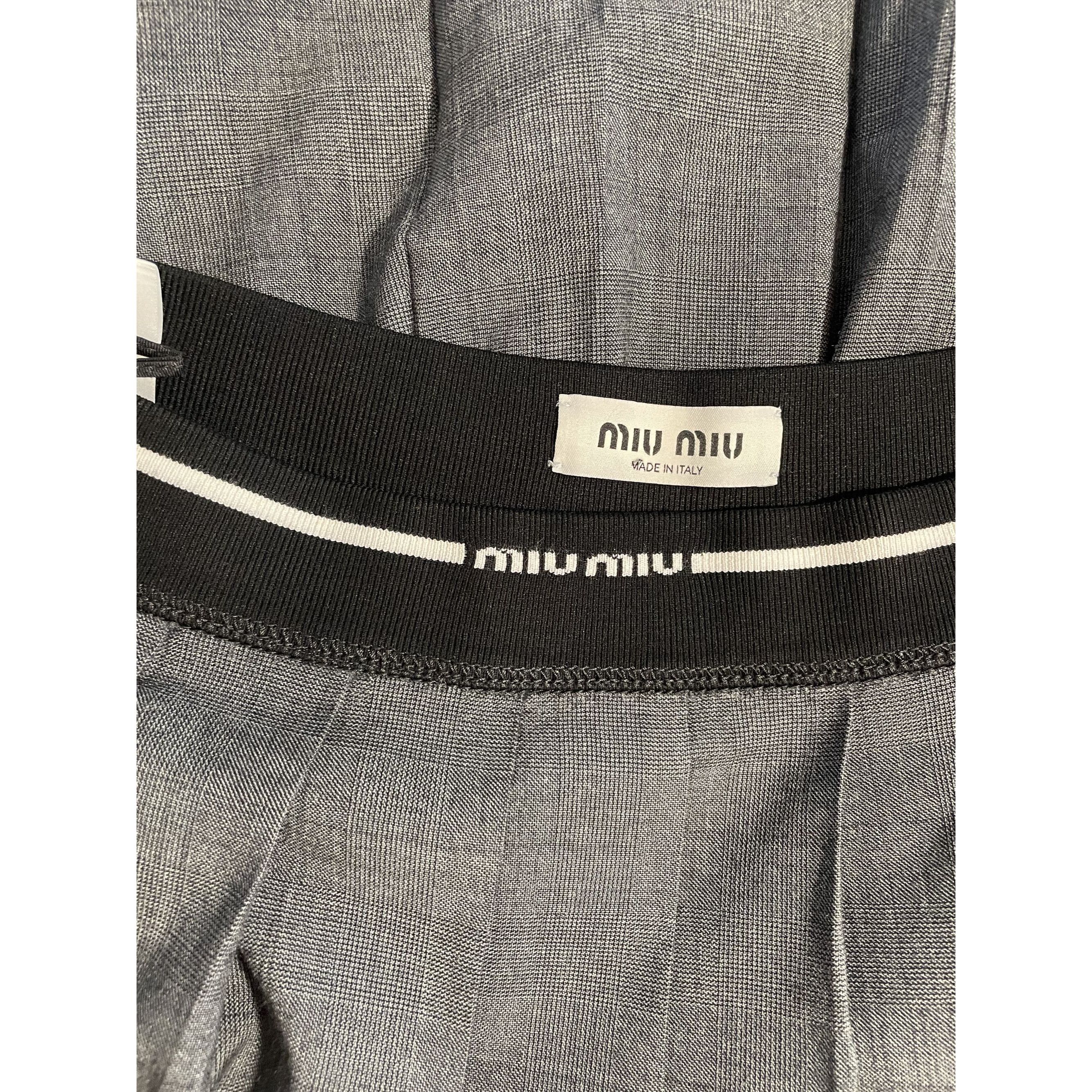 Miu Miu Miu Miu Womens Gray Pleated Mini Skirt With Elastic Waistban Size 38" / US 16 / IT 52 - 7 Thumbnail
