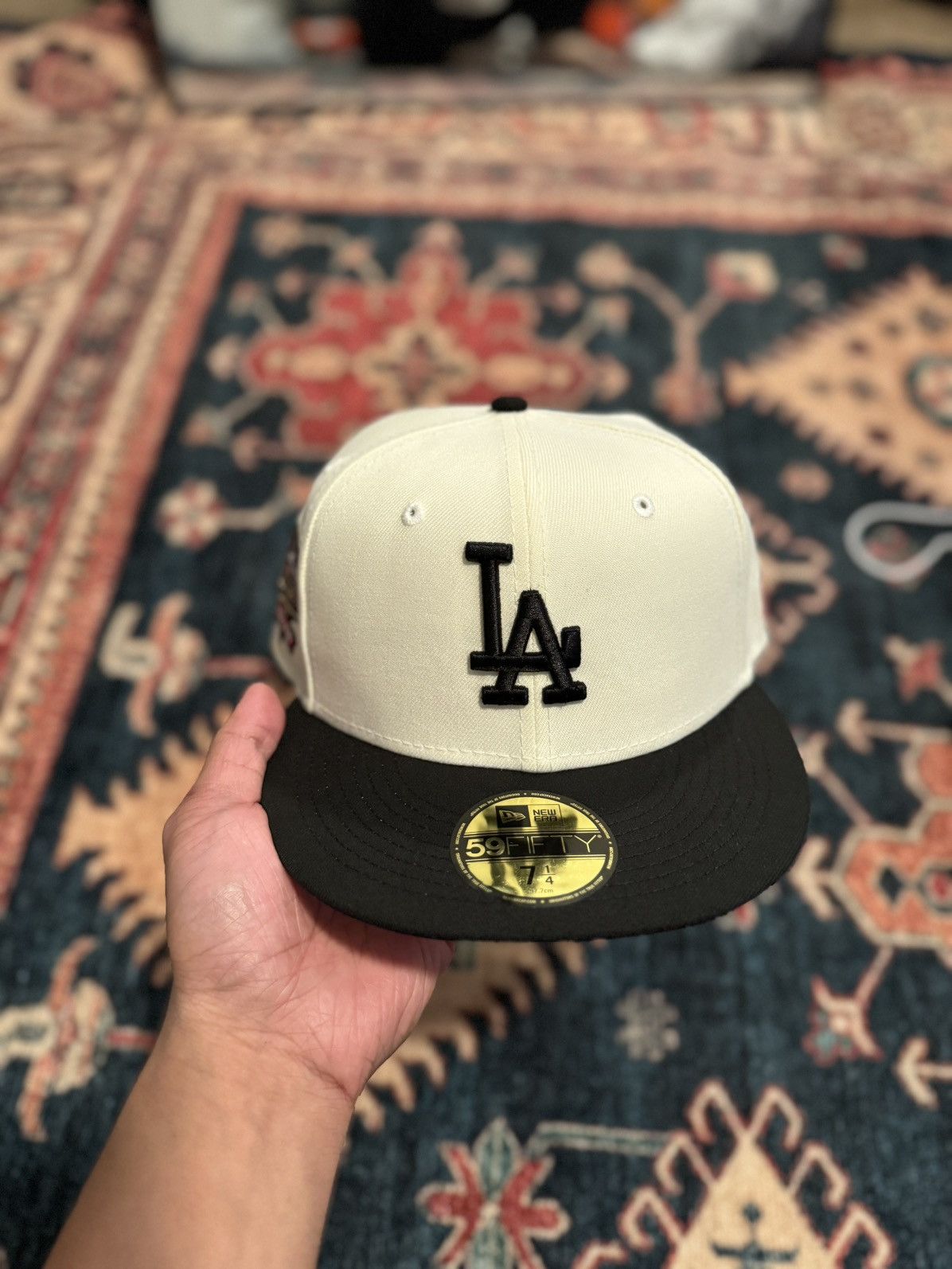 image of New Era 7 1/4 Cap City 59Fifty Los Angeles Dodgers 100Th Anniversary in Black/White, Men's