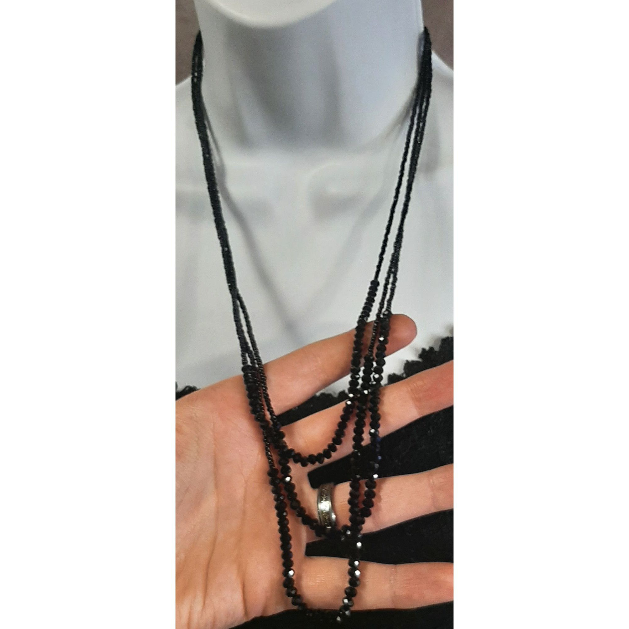 Other Gothic Black Beaded Multi-Strand Necklace With Faceted Glass Size ONE SIZE - 1 Thumbnail