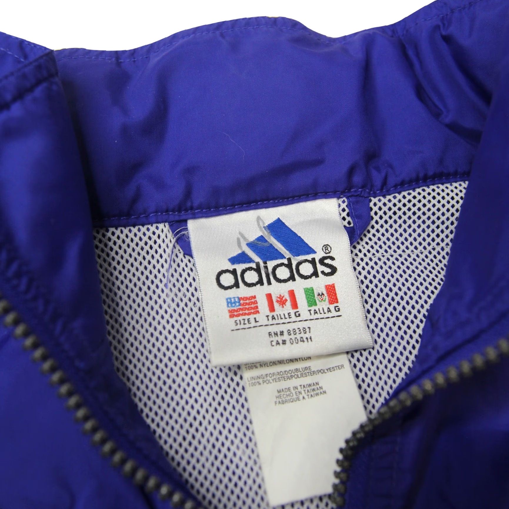 Adidas VINTAGE adidas Mens Large Embroidered Back Spellout Windbreaker Purple Size US L / EU 52-54 / 3 - 4 Thumbnail