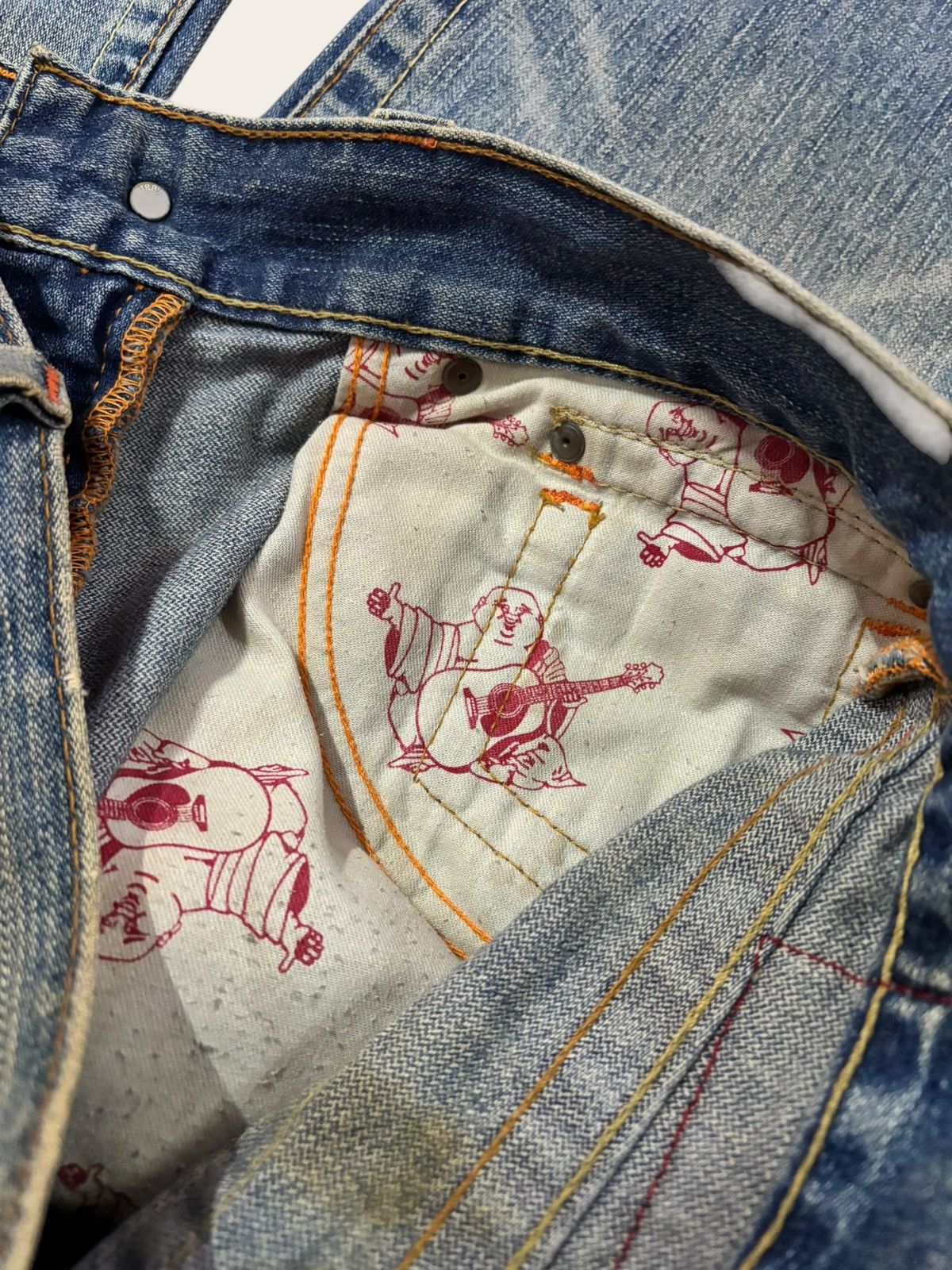 True Religion Vtg True Religion BILLY Distress Flared Yellow Faded Jeans Size US 34 / EU 50 - 12 Thumbnail