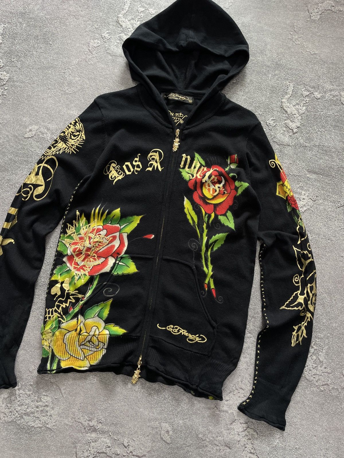 Ed Hardy VTG Ed Hardy Black Roses And Tiger Tattoo Logo Zip Hoodie Size M / US 6-8 / IT 42-44 - 2 Thumbnail