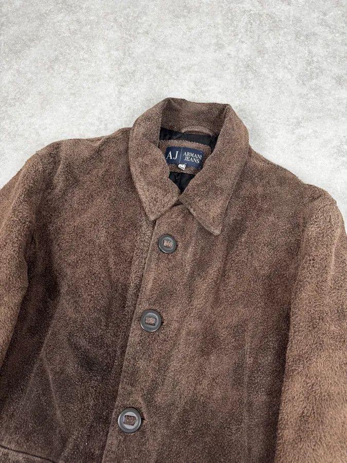 Armani 2000s Armani Brown Texture Leather Buttoned Jacket Size US L / EU 52-54 / 3 - 5 Thumbnail