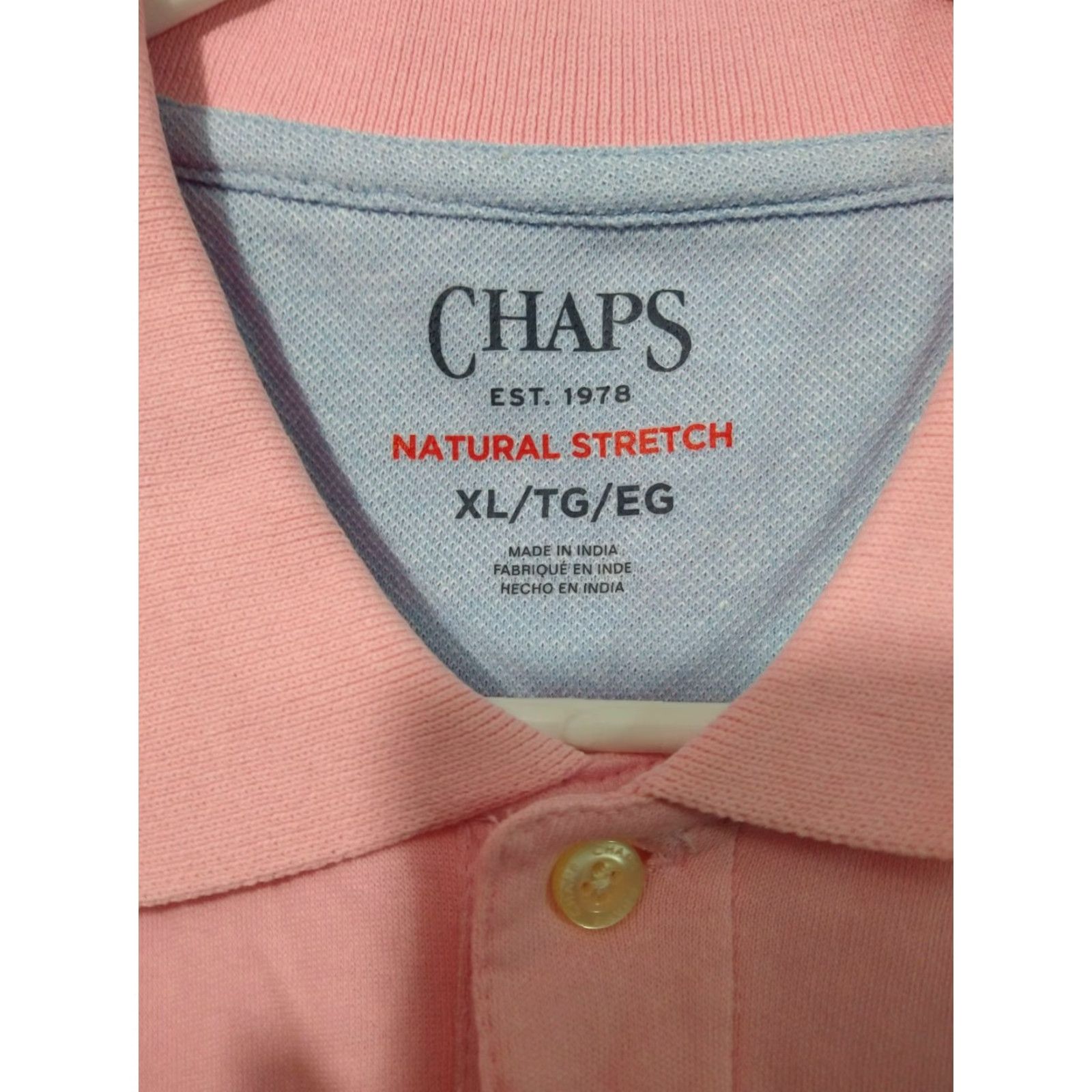 Chaps Chaps Polo Shirt Mens XL Pink Short Sleeve Natural Stretch Cotton Casual Preppy Golf Walking Size US XL / EU 56 / 4 - 6 Thumbnail