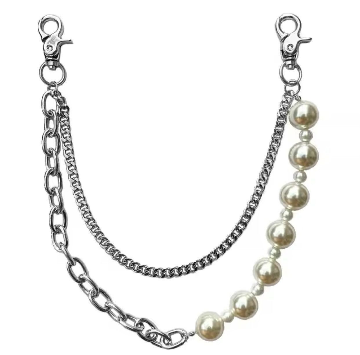 Jewelry New Irregular Imitation Pearl Waist Chain Key Chain Size ONE SIZE - 4 Thumbnail