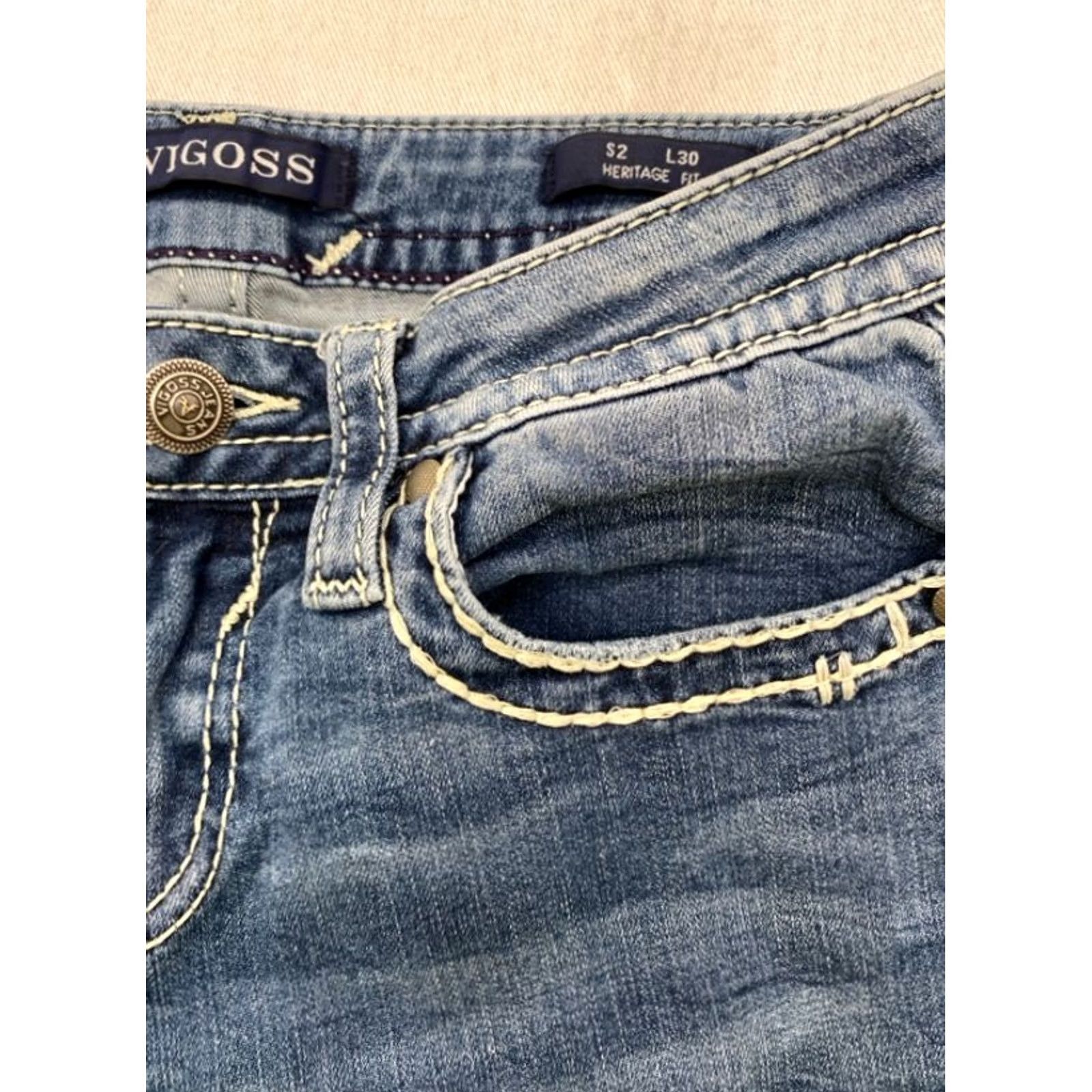 Vintage VIGOSS Womens Denim Jeans Skinny 2 27x29 Blue Solid Distressed Pockets Stretch Embroidered Sequin 5-Pocket Regular Womens Size 26" / US 2 / IT 38 - 5 Thumbnail