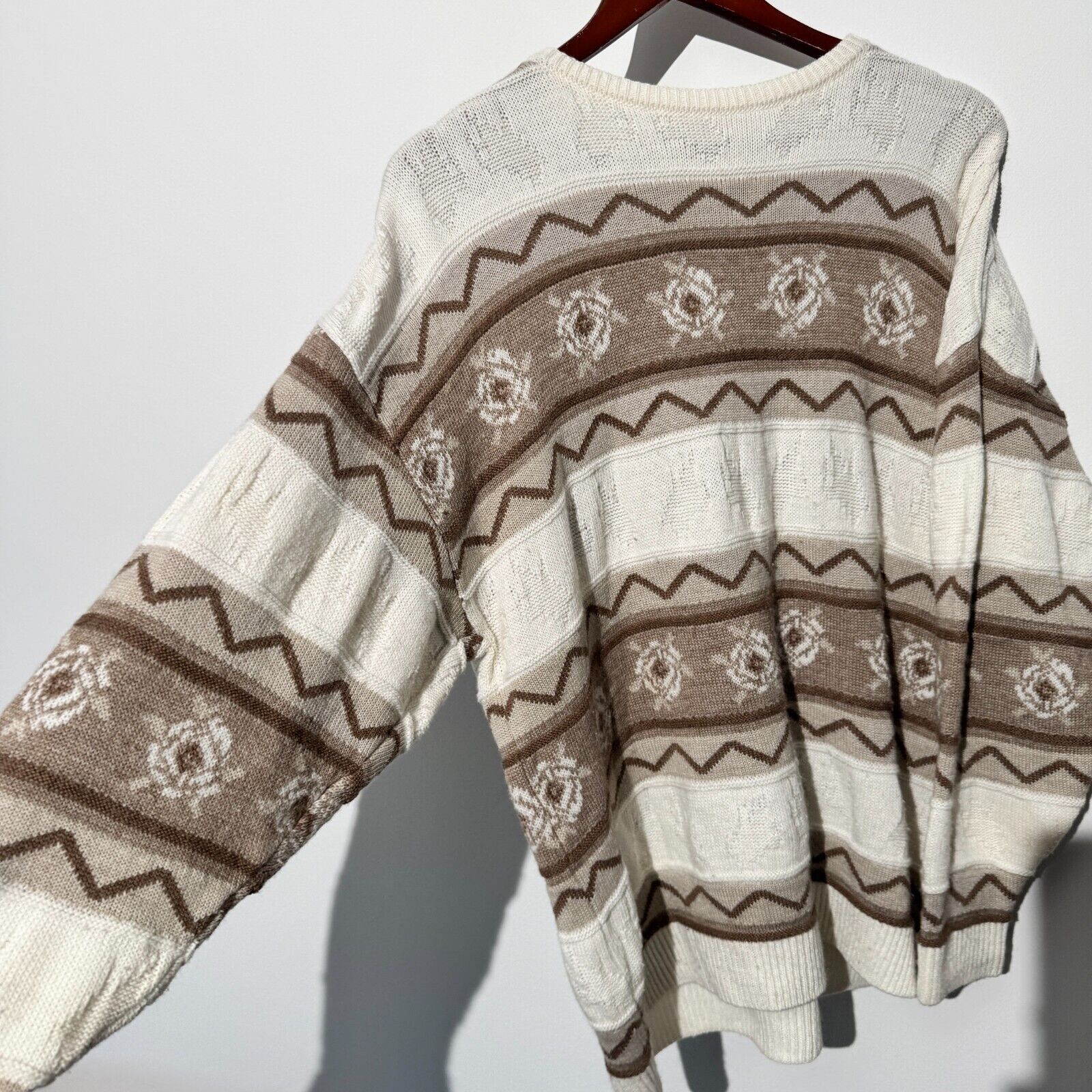Vintage Vintage Unisex Beige Brown Wool Sweater Size L Regular Fit Size US L / EU 52-54 / 3 - 7 Thumbnail