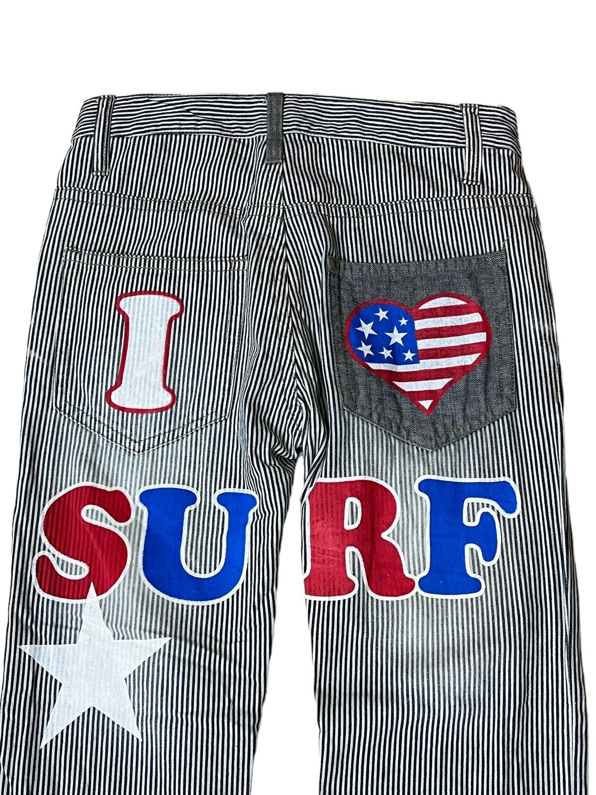 Japanese Brand SICK🔥JAPANESE CLONE DEVGRU ‘I LOVE SURF’ HICKORY JEANS Size US 32 / EU 48 - 7 Thumbnail