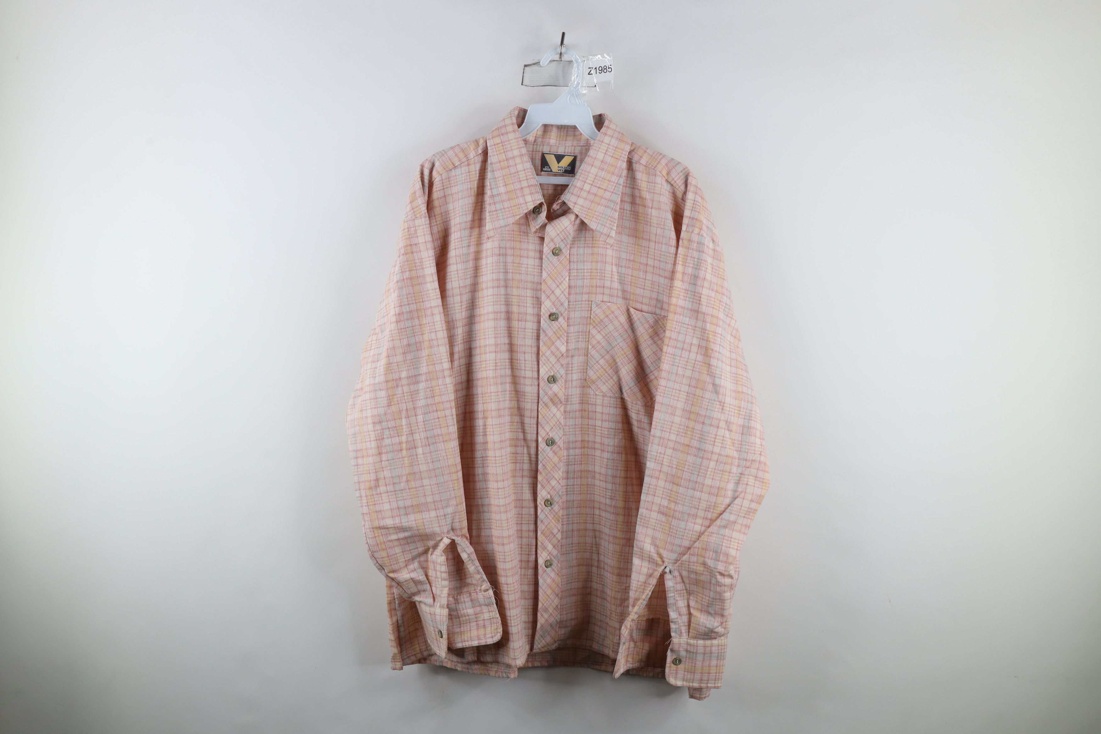 Vintage Vintage 70s Streetwear Rainbow Collared Button Shirt USA Size US XL / EU 56 / 4 - 1 Thumbnail
