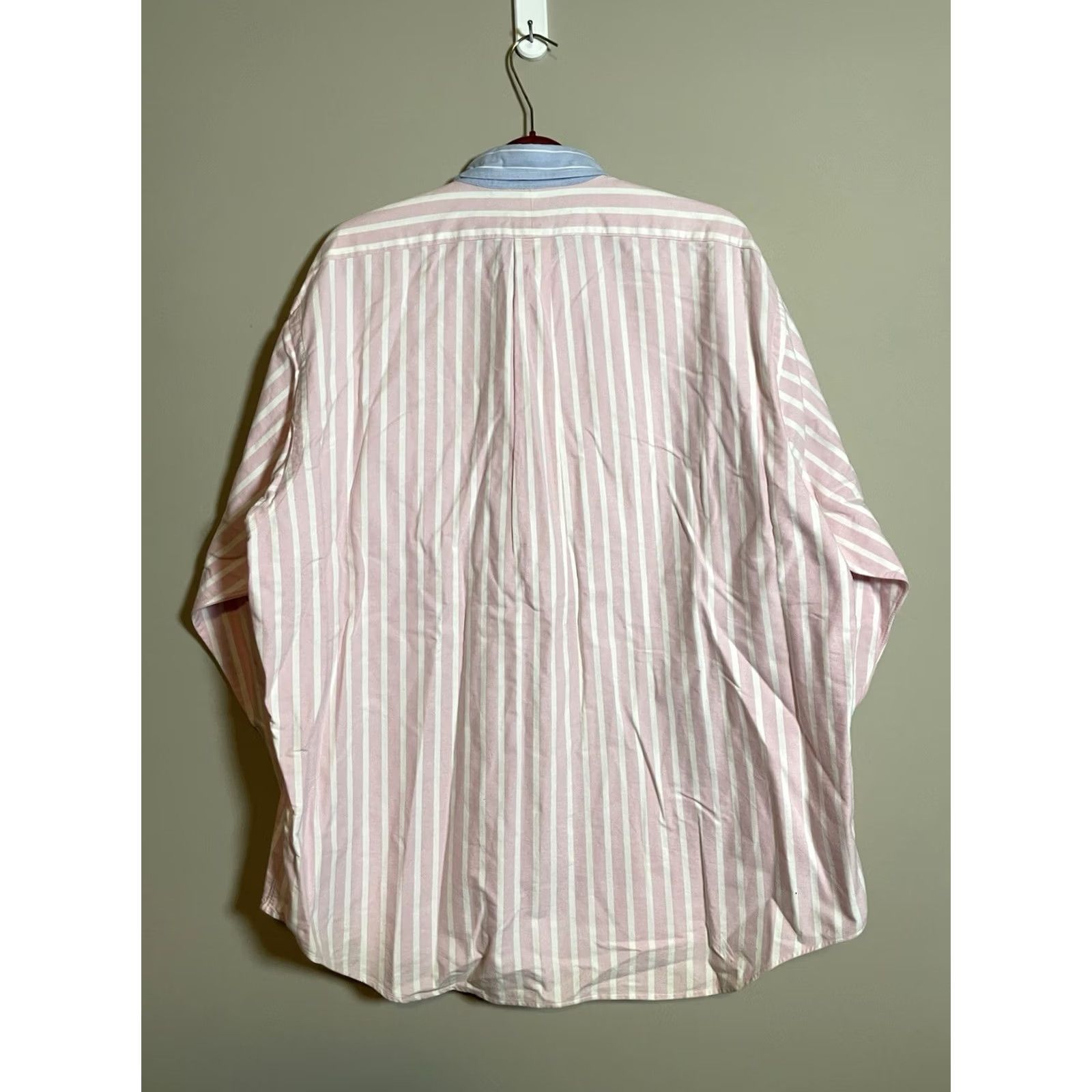 Polo Ralph Lauren VINTAGE Polo Ralph Lauren Shirt Big & Tall XL Mens Striped Pink Blue Cotton Button-Up Collared Long Sleeve 90s Retro Classic Preppy Size US XL / EU 56 / 4 - 5 Thumbnail
