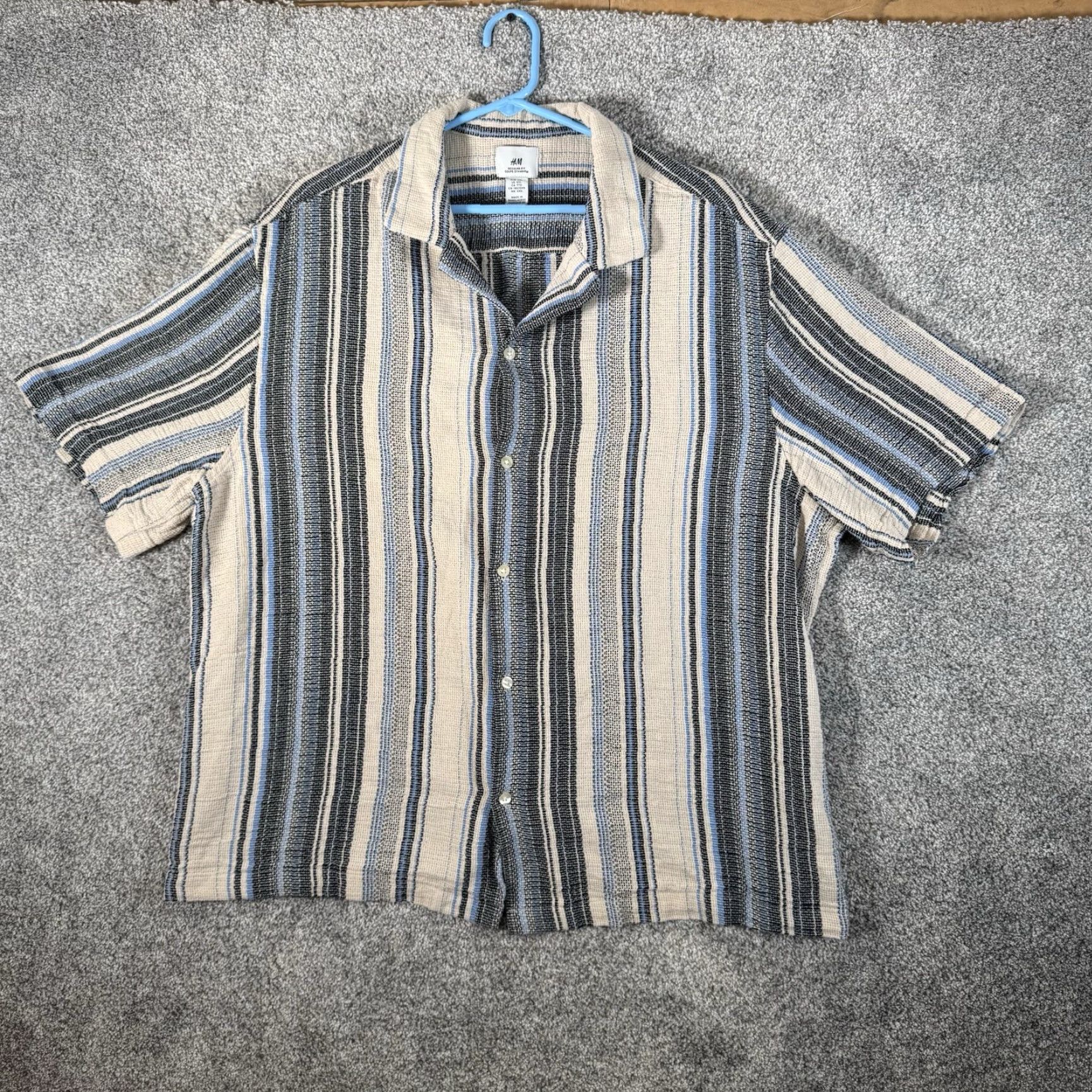 H&M H&M Woven XXL Shirt Button-Up Men Casual Short Sleeve Collared Multicolor Striped 70s Retro Bohemian Beach Surfing Skater Streetwear Size US XXL / EU 58 / 5 - 3 Thumbnail