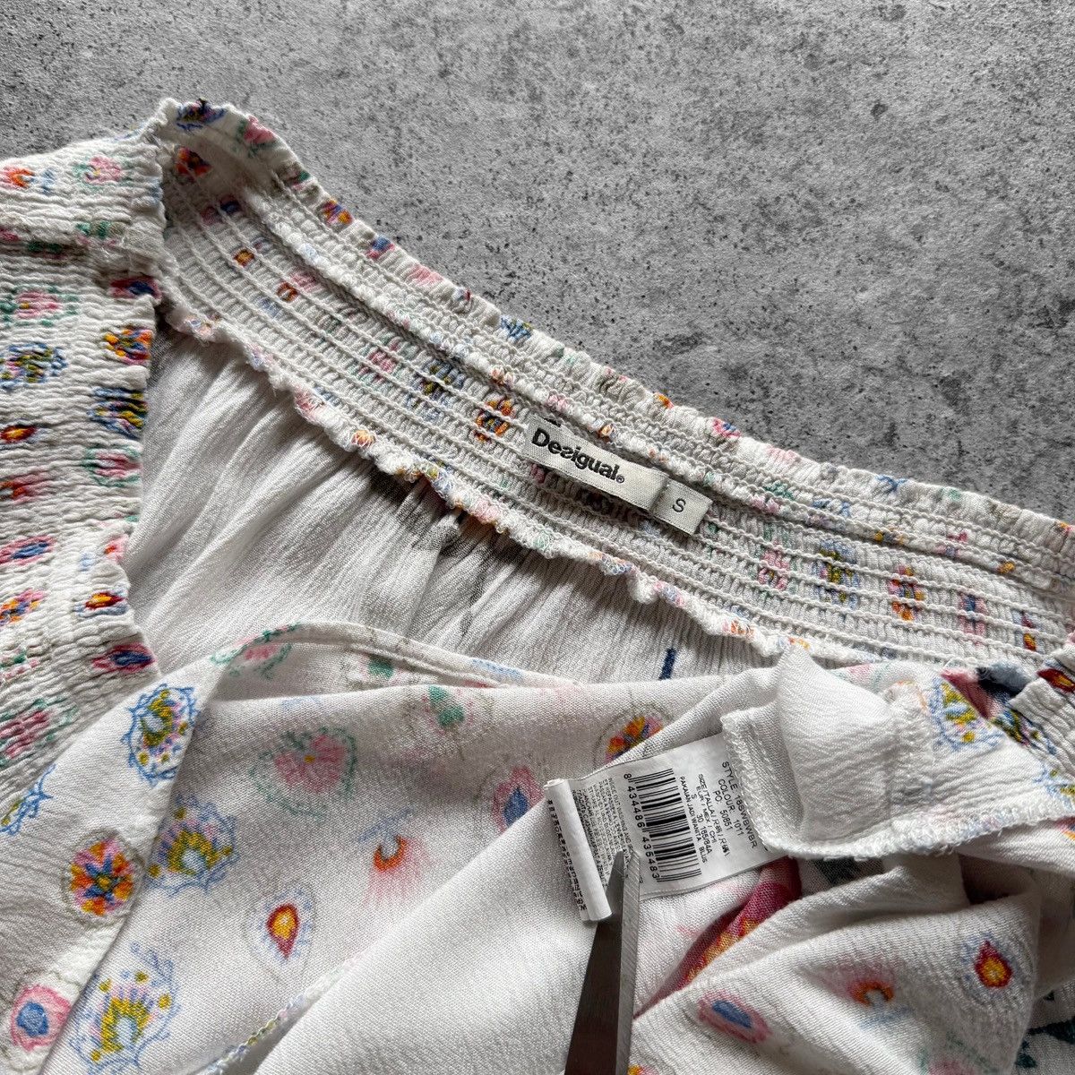 Desigual Desigual Womens D Minor White Off-Shoulder Floral Blouse Top Size S / US 4 / IT 40 - 6 Thumbnail