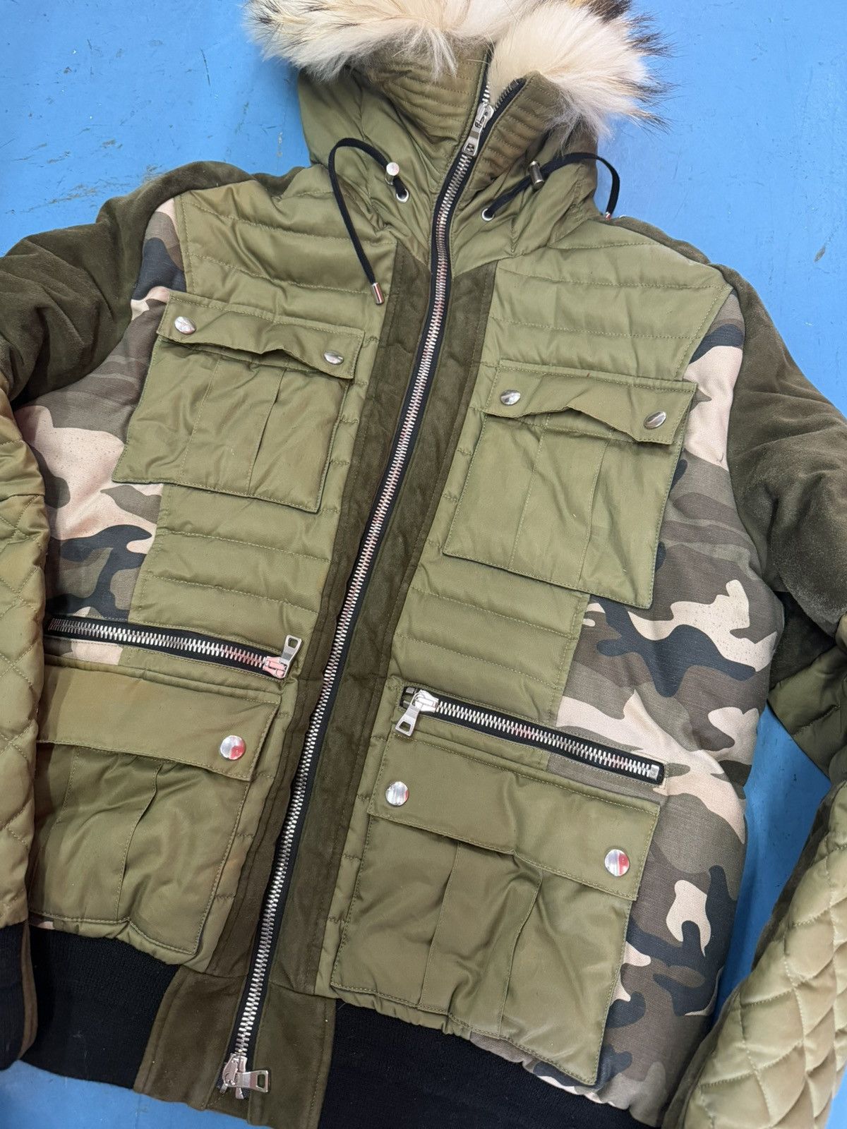Balmain BALMAIN FW14 FUR TRIM CAMO PRINT QUILTED JACKET Size US XXL / EU 58 / 5 - 4 Thumbnail