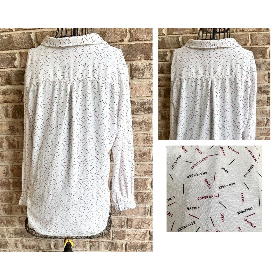 Designer × Vintage Cosmic Blue Love Roll Tab Sleeve Shirt XL White Hi Low New Y Size XL / US 12-14 / IT 48-50 - 5 Thumbnail