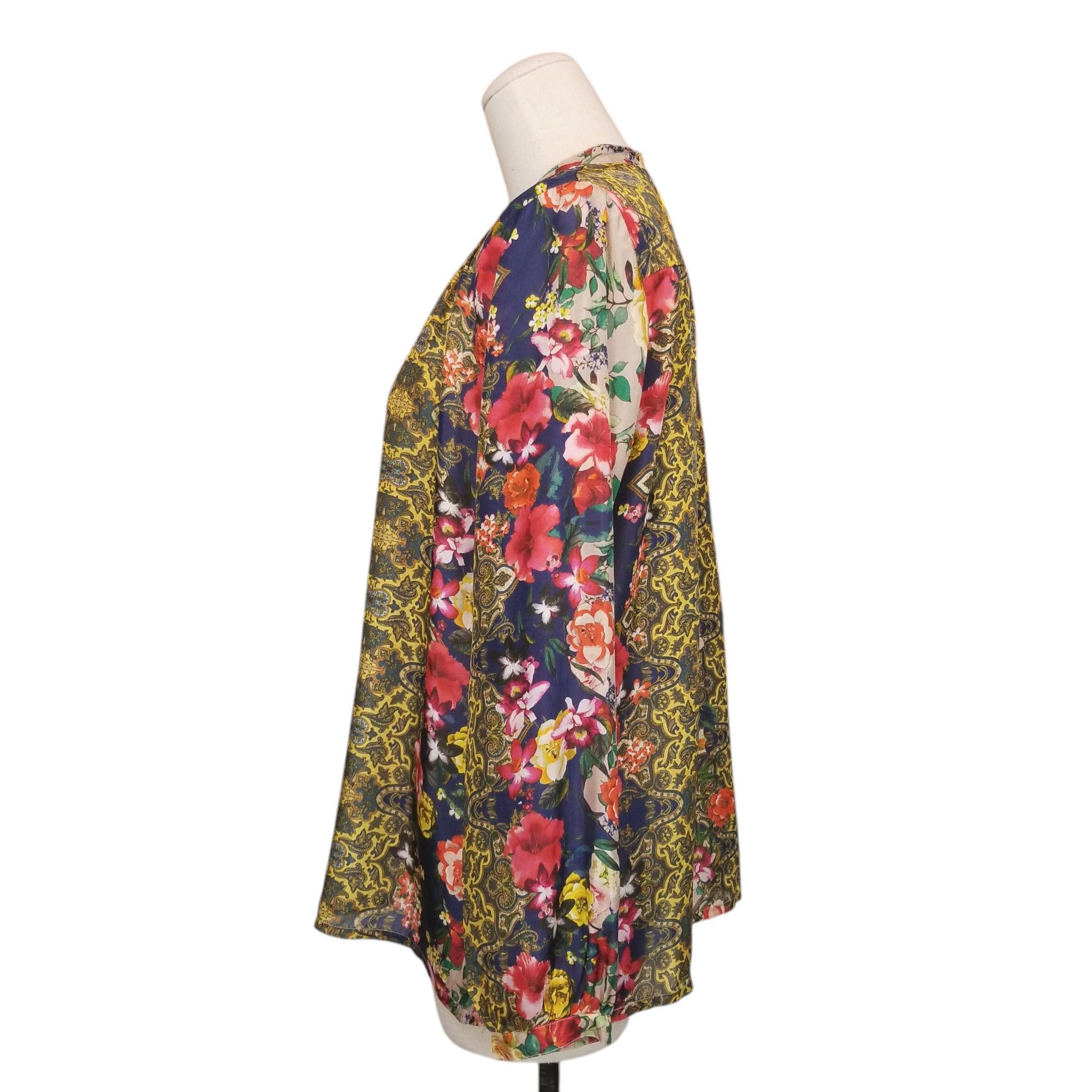 Johnny Was Rosey Tate 100% Silk Blouse Size XS / US 0-2 / IT 36-38 - 3 Thumbnail