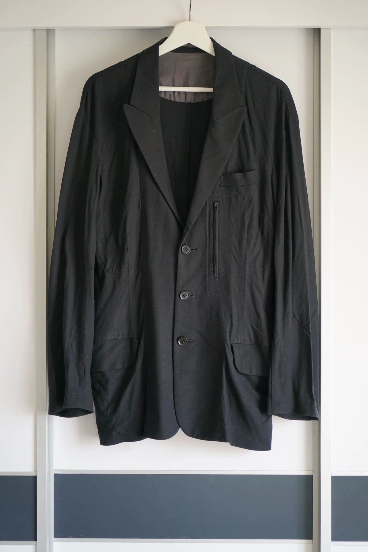 Yohji Yamamoto Yohji Yamamoto 14SS Rain Back-Zip Bias Blazer Sz 2 Size US M / EU 48-50 / 2 - 1 Thumbnail