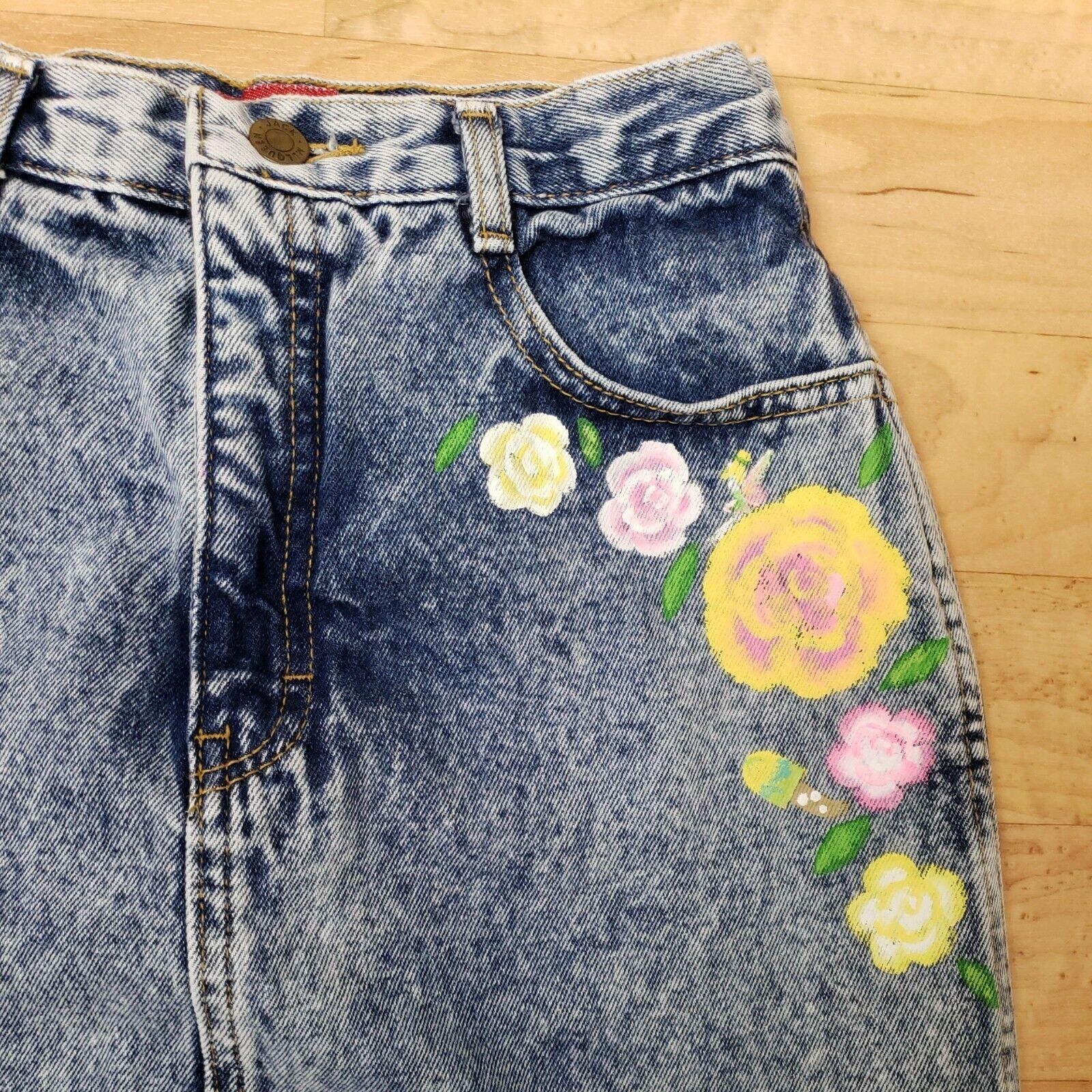 Other Jack Mulqueen Upcycled Denim Skirt Womens 7 80s Acid Wash Ha Size 26" / US 2 / IT 38 - 2 Thumbnail