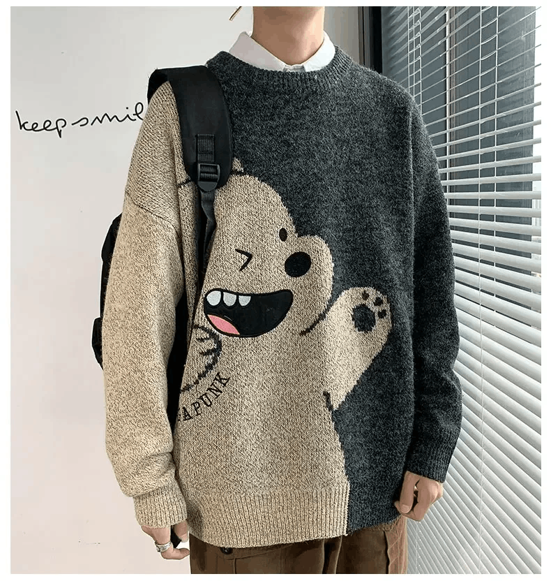 Japanese Brand Retro Cartoon Bear Fluffy Knitwear Sweater Size US XXL / EU 58 / 5 - 1 Thumbnail