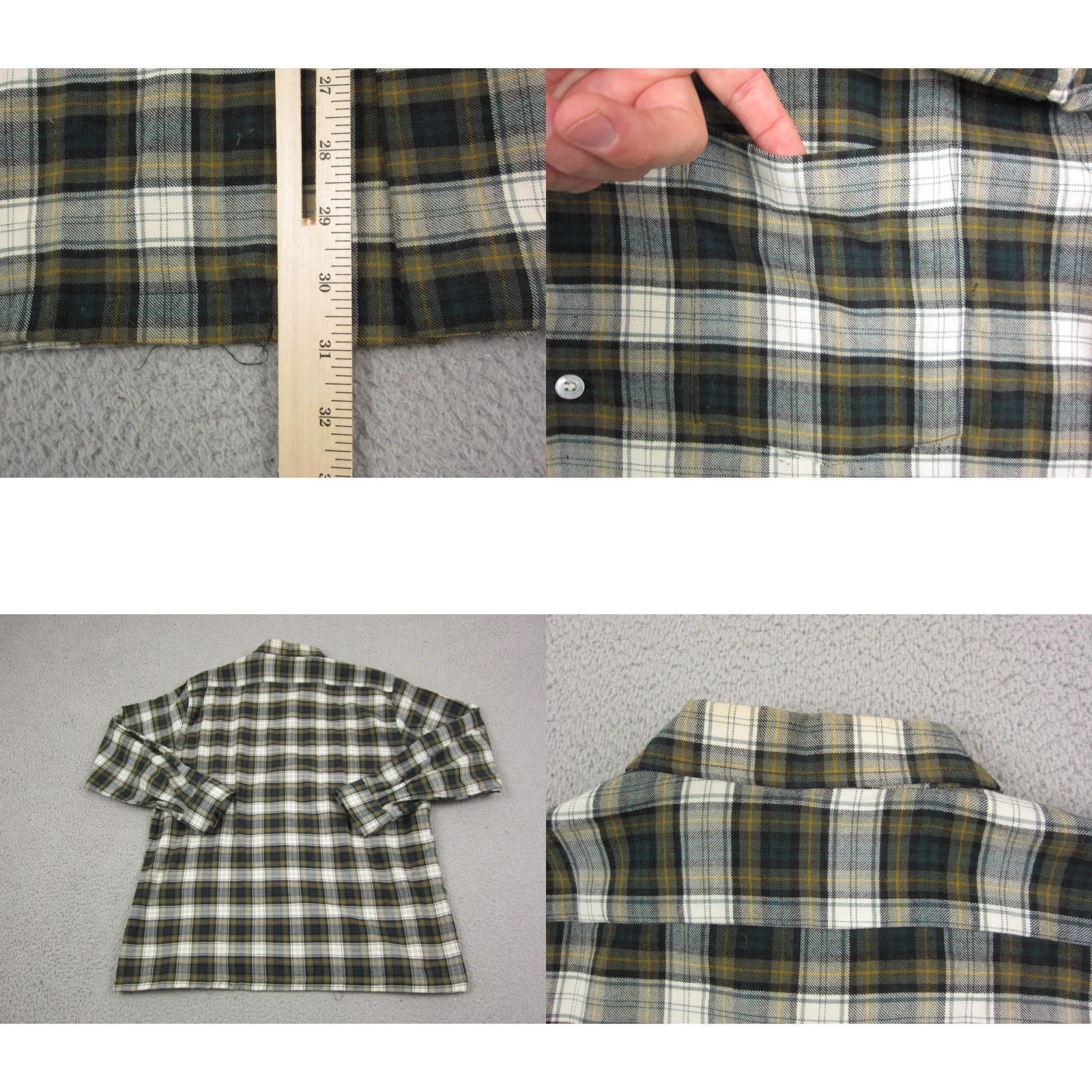 Vintage VINTAGE Marshall Field & Company Shirt Mens Large Green Plaid Wool Flannel Button-Up 60s 60s Outdoor Pockets Mens Size US L / EU 52-54 / 3 - 9 Thumbnail