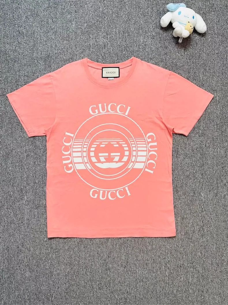 GucciPink double G record letter logo short sleeves 2503-Ne