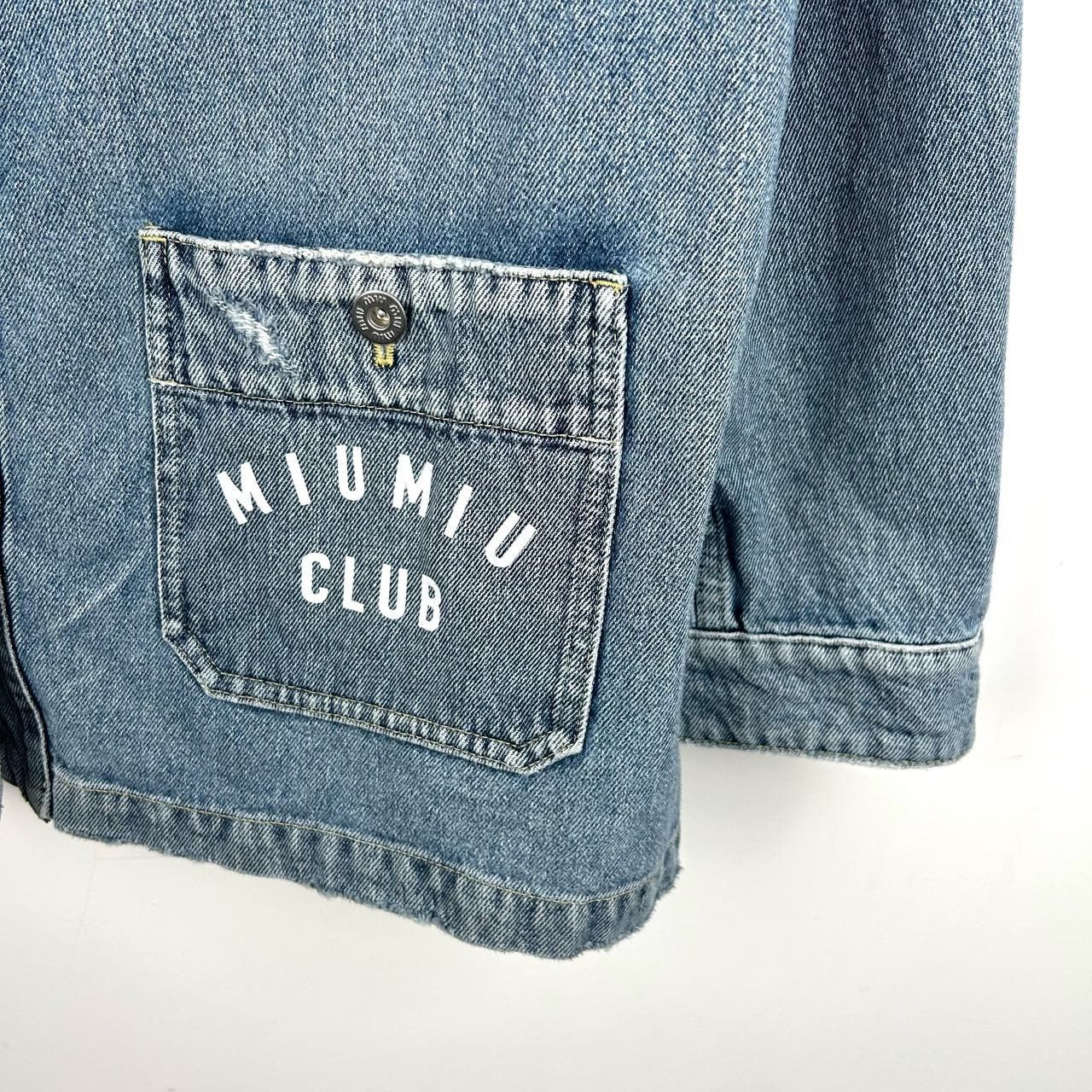 Miu Miu MiuMiu Logo Print Multi-Pocket Vintage Blue Denim Jacket, Si Size M / US 6-8 / IT 42-44 - 6 Thumbnail