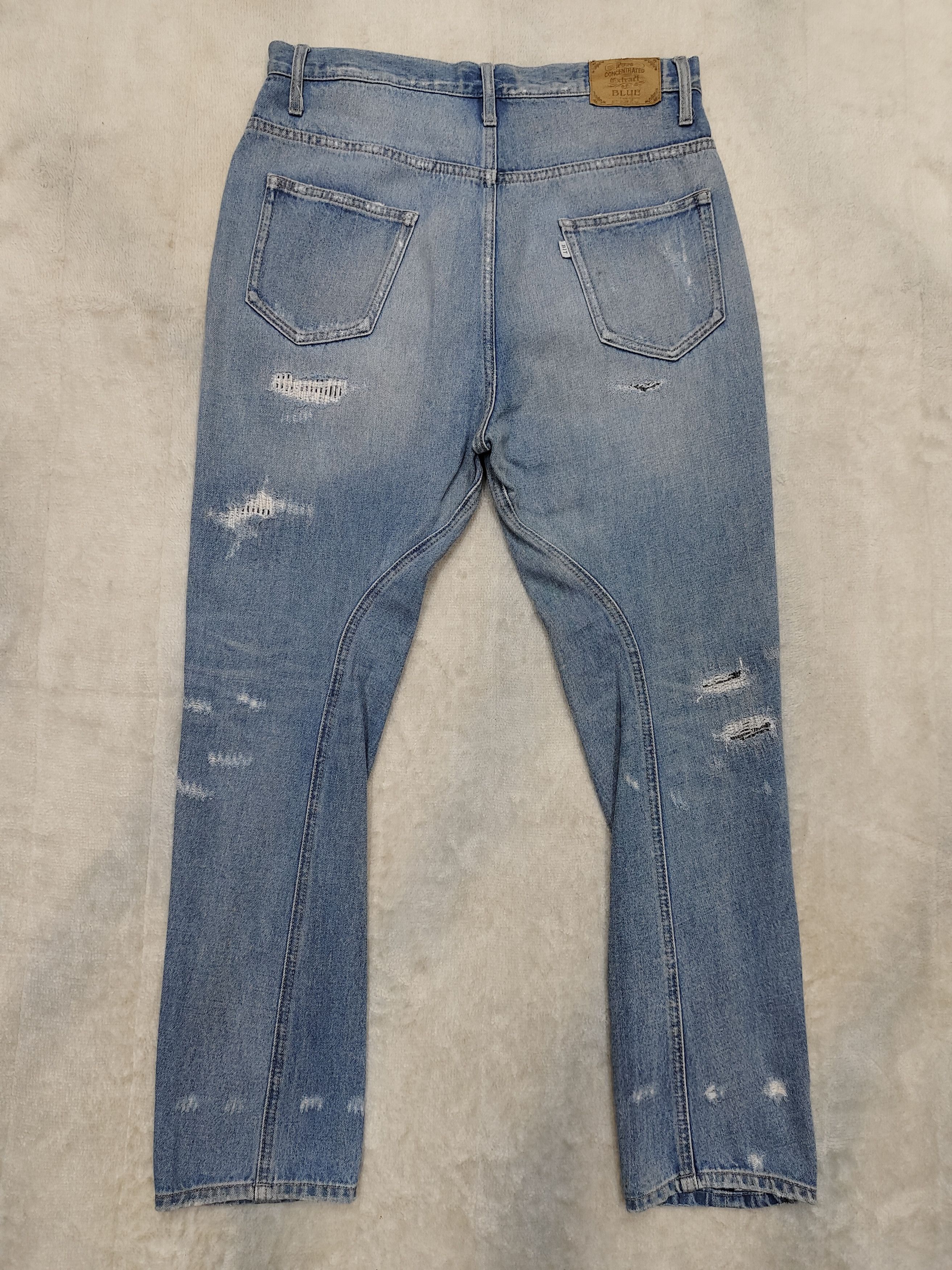 Japanese Brand SICK🇯🇵 Bit Blue 🇯🇵 Distressed Stitch Jeans Size US 33 - 3 Thumbnail